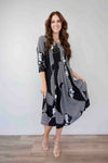 Merric Pleats Front Print Long Dress