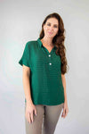 Merric Plain Button Front Collar Top