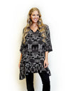 Merric V-Neck Patterned Butterfly Sleeve Tunic